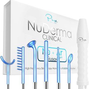 Nuderma Clinical Ne+At High Frequency Skin Therapy Wand with 6 Fusion Applicator
